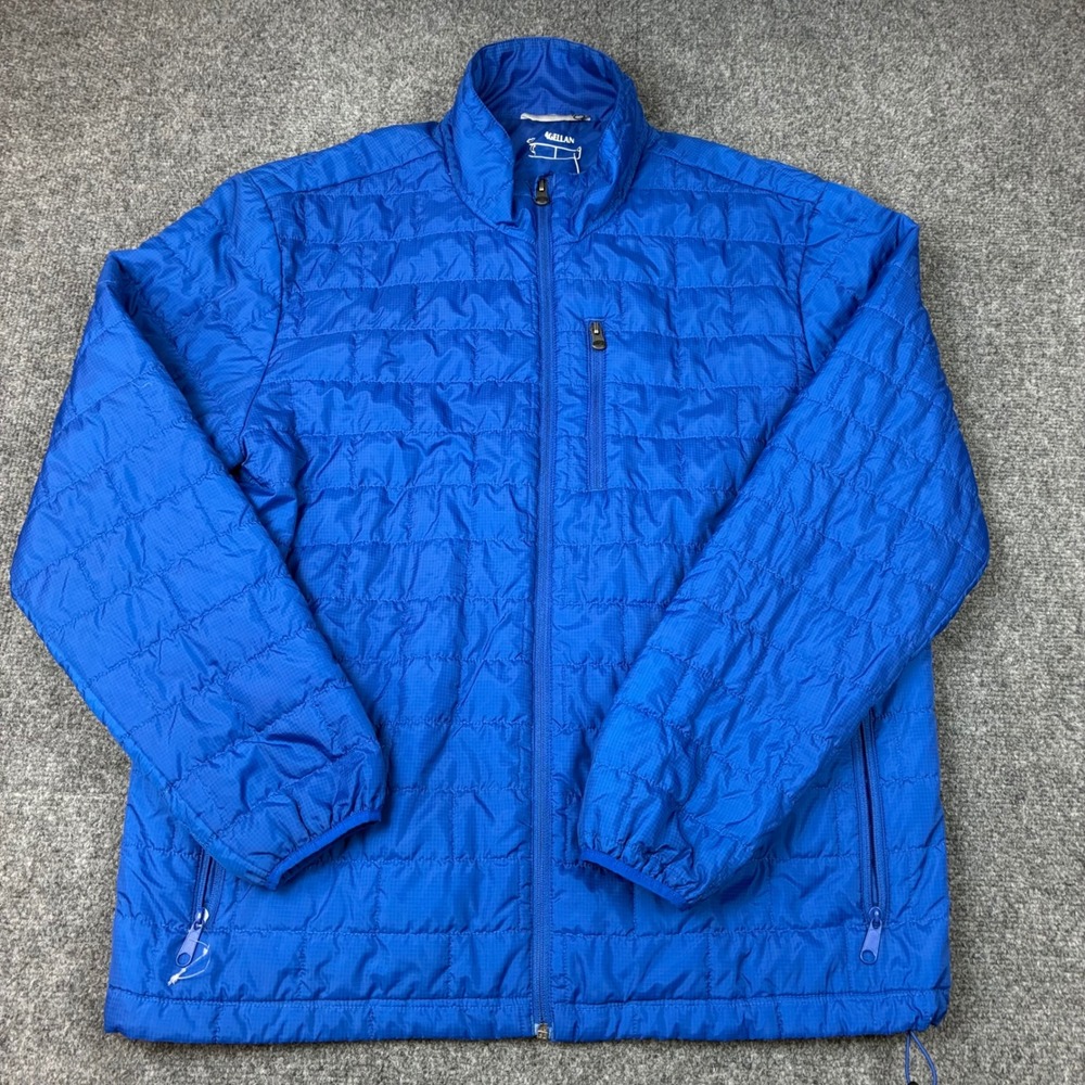 Magellan Outdoors Mens Blue Quilted Puffer Jacket Ripstop Full Zip Large